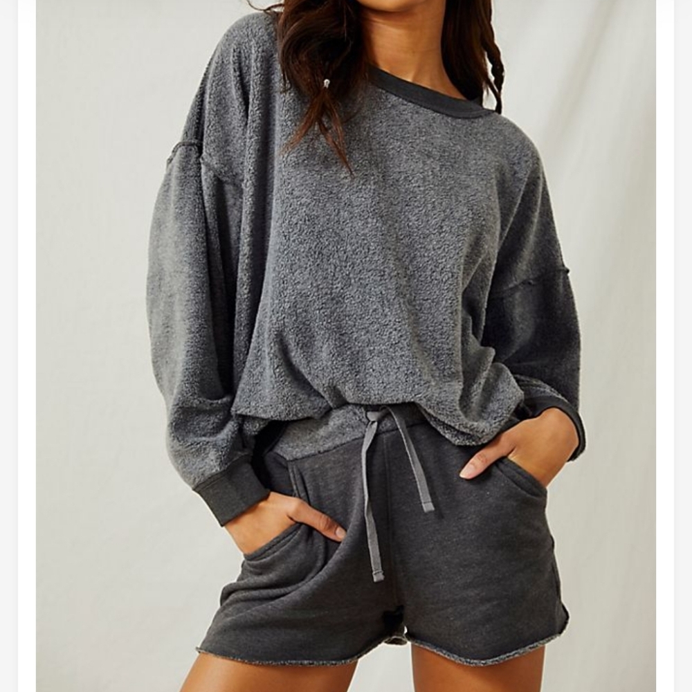 Free People Kelly Lounge 2 Piece Lounge Set in Washed Black - Picture 2 of 16